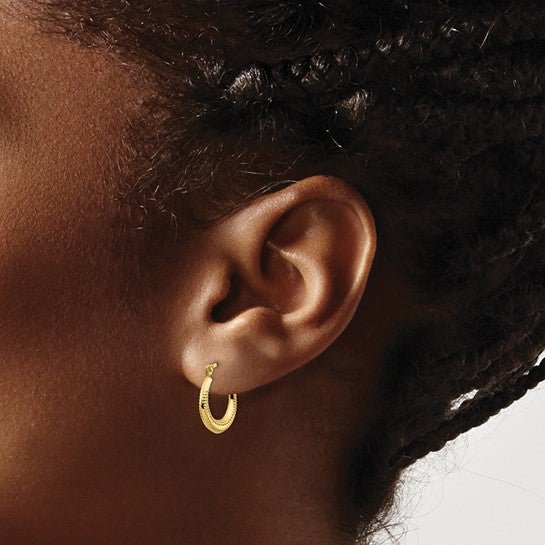 10K Yellow Gold Beaded Hoop Earrings - Hoop Earrings - Design Jewellers Edmonton