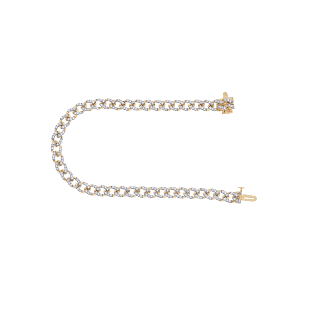 10K Yellow Gold Diamond Cuban Link Bracelet