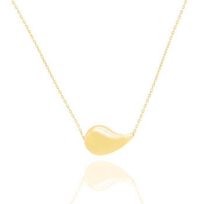 10K Yellow Gold High - Polish Teardrop Necklace - Gold Necklace - Design Jewellers Edmonton