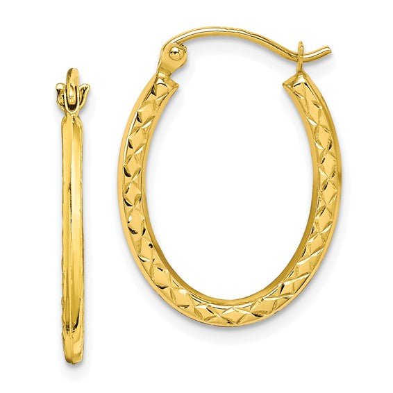10K Yellow Gold Oval Diamond - Cut Hoop Earrings - Hoop Earrings - Design Jewellers Edmonton
