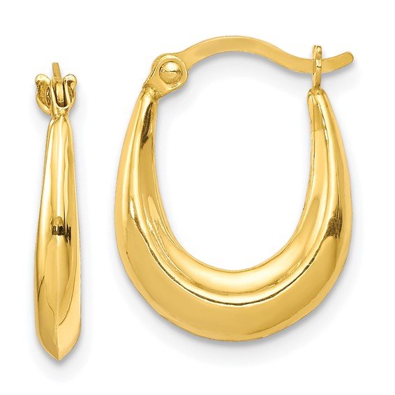 10K Yellow Gold Polished Tapered Oval Hoop Earrings - Hoop Earrings - Design Jewellers Edmonton
