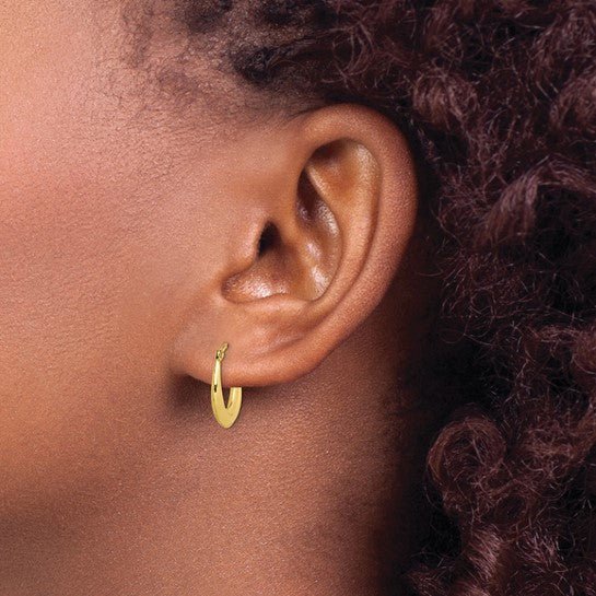 10K Yellow Gold Polished Tapered Oval Hoop Earrings - Hoop Earrings - Design Jewellers Edmonton