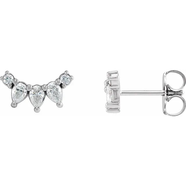 14K Gold Multi-Shape Diamond Cluster Ear Climbers Earring Design