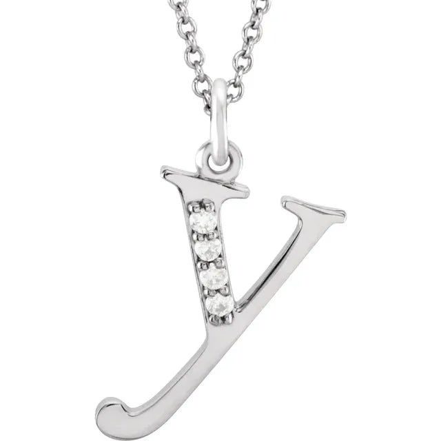 14K Solid Gold & Diamond Initial Pendant - View 72