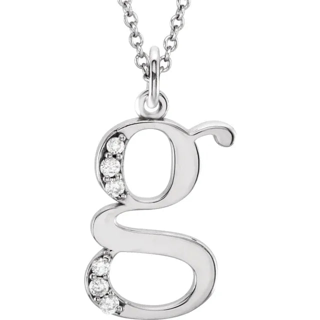 14K Solid Gold & Diamond Initial Pendant - View 19