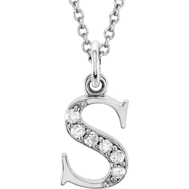 14K Solid Gold & Diamond Initial Pendant - View 55
