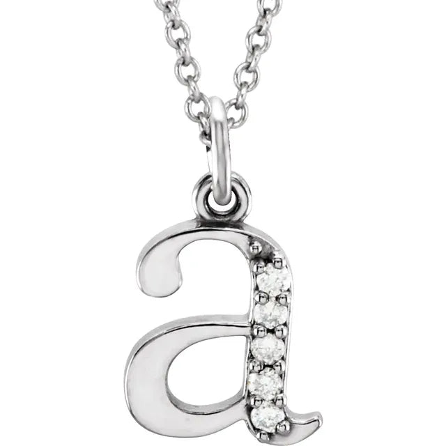 14K Solid Gold & Diamond Initial Pendant - View 1