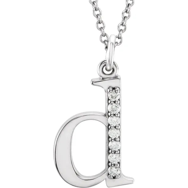 14K Solid Gold & Diamond Initial Pendant - View 10