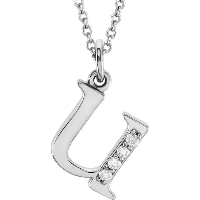 14K Solid Gold & Diamond Initial Pendant - View 60