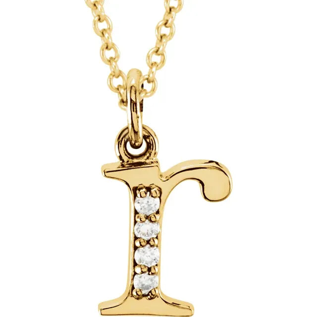 14K Solid Gold & Diamond Initial Pendant - View 53