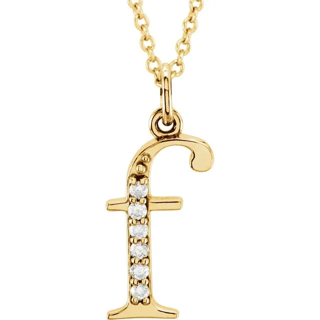 14K Solid Gold & Diamond Initial Pendant - View 17