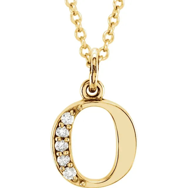 14K Solid Gold & Diamond Initial Pendant - View 42