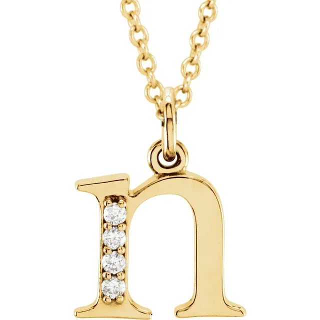 14K Solid Gold & Diamond Initial Pendant - View 41