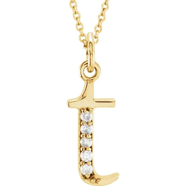 14K Solid Gold & Diamond Initial Pendant - View 58