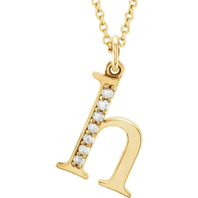 14K Solid Gold & Diamond Initial Pendant - View 23