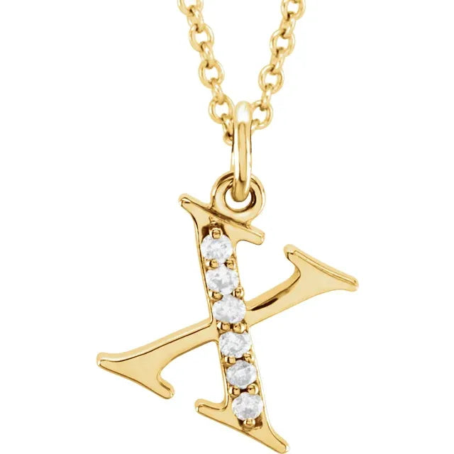 14K Solid Gold & Diamond Initial Pendant - View 70