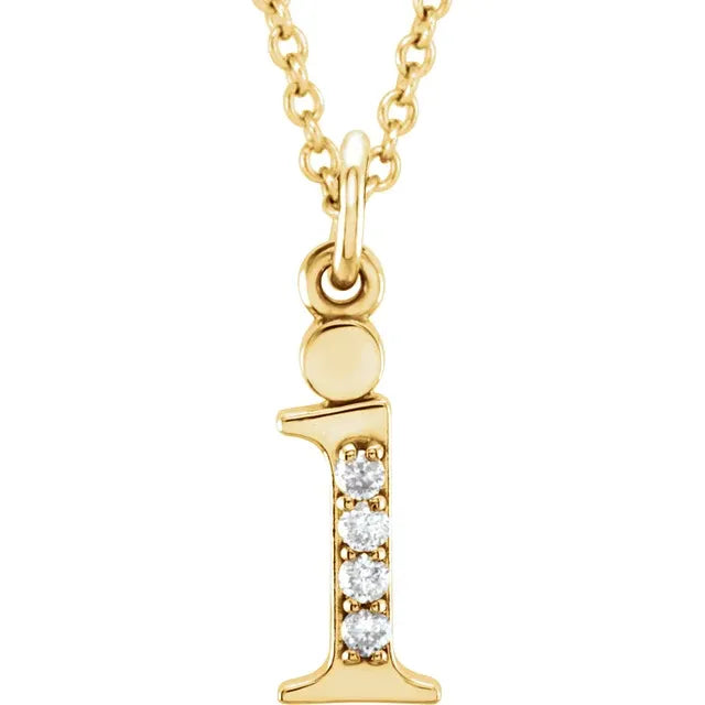 14K Solid Gold & Diamond Initial Pendant - View 24