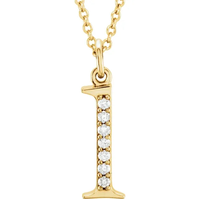 14K Solid Gold & Diamond Initial Pendant - View 35