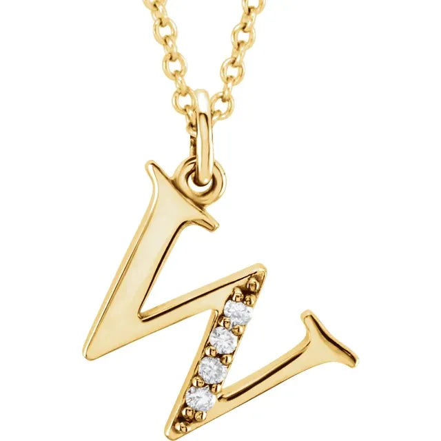 14K Solid Gold & Diamond Initial Pendant - View 65