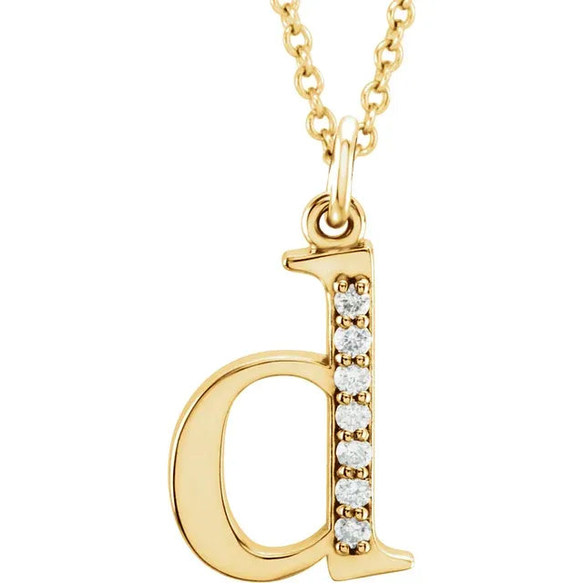 14K Solid Gold & Diamond Initial Pendant - View 11