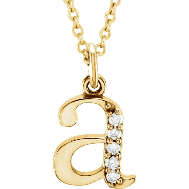 14K Solid Gold & Diamond Initial Pendant