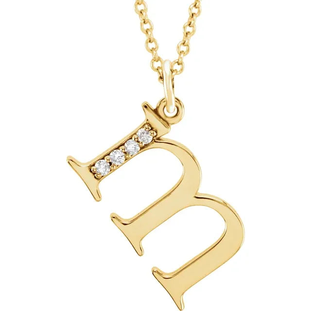 14K Solid Gold & Diamond Initial Pendant - View 36