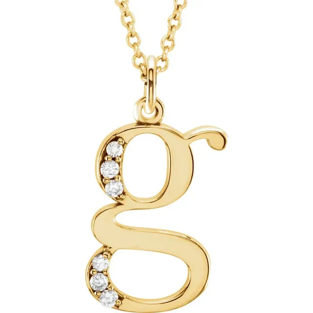 14K Solid Gold & Diamond Initial Pendant - View 18