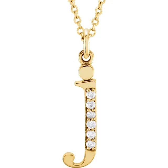 14K Solid Gold & Diamond Initial Pendant - View 29
