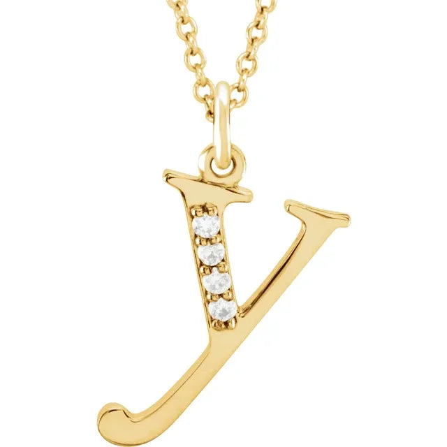 14K Solid Gold & Diamond Initial Pendant - View 71