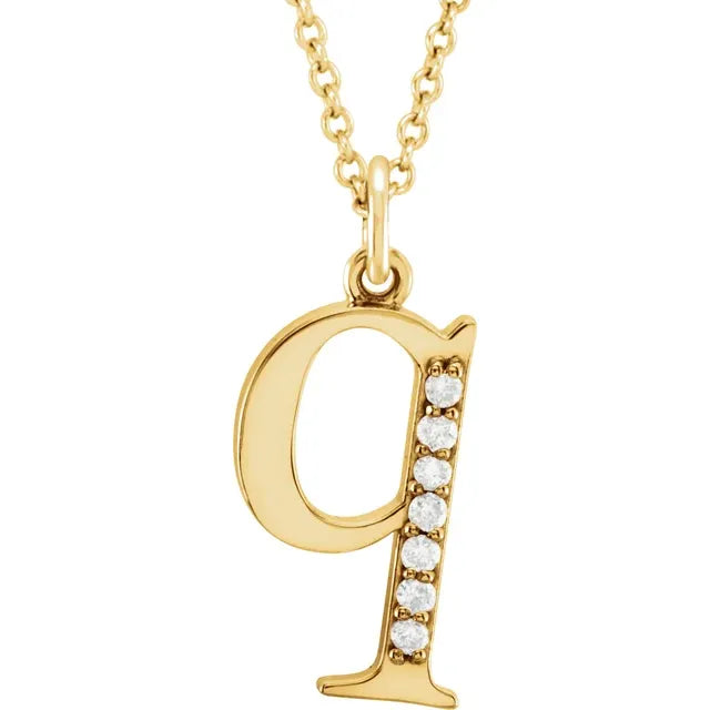 14K Solid Gold & Diamond Initial Pendant - View 48