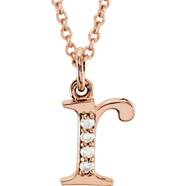 14K Solid Gold & Diamond Initial Pendant - View 51