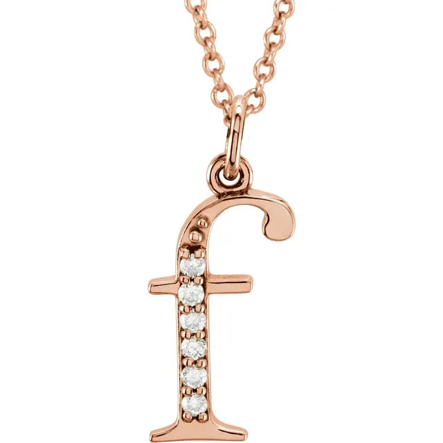 14K Solid Gold & Diamond Initial Pendant - View 15