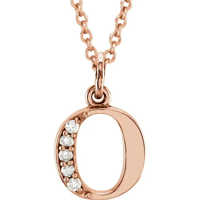 14K Solid Gold & Diamond Initial Pendant - View 44