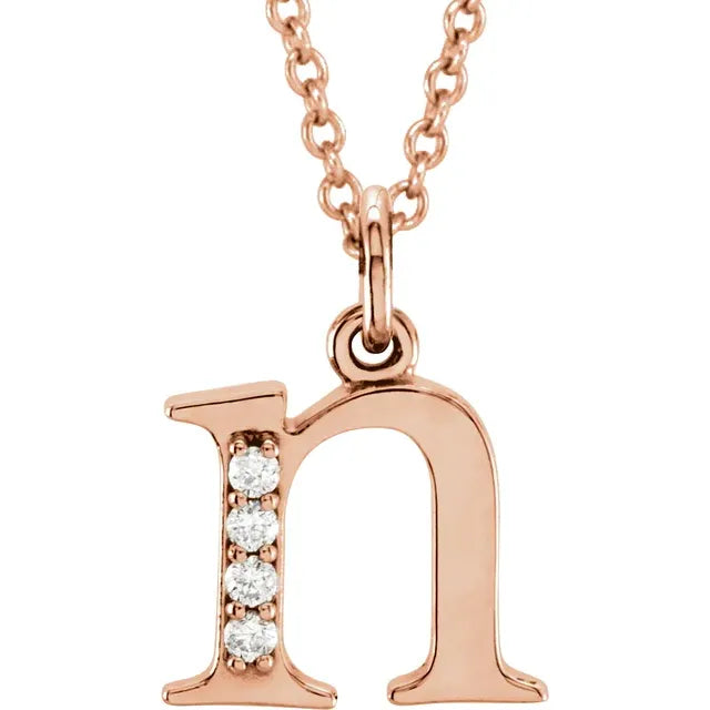 14K Solid Gold & Diamond Initial Pendant - View 39