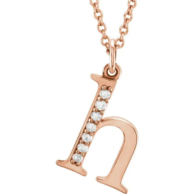14K Solid Gold & Diamond Initial Pendant - View 21