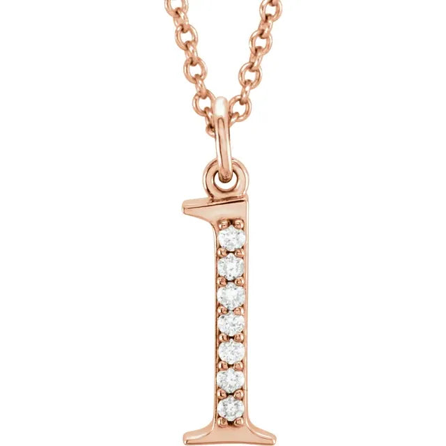 14K Solid Gold & Diamond Initial Pendant - View 33