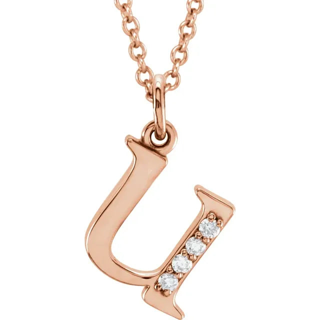 14K Solid Gold & Diamond Initial Pendant - View 61