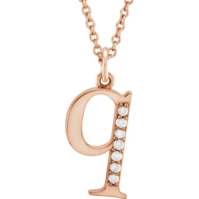 14K Solid Gold & Diamond Initial Pendant - View 50