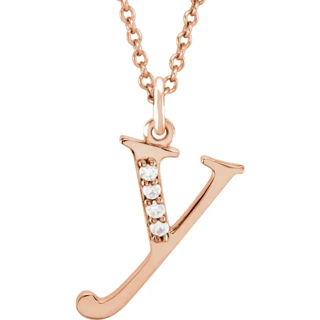 14K Solid Gold & Diamond Initial Pendant - View 73