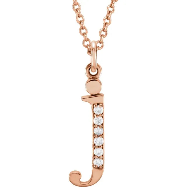 14K Solid Gold & Diamond Initial Pendant - View 27