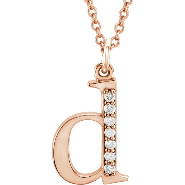 14K Solid Gold & Diamond Initial Pendant - View 9