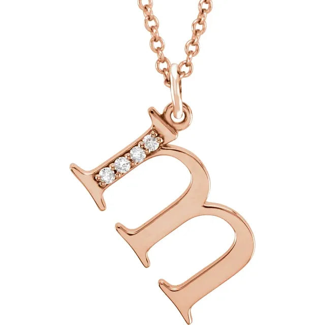 14K Solid Gold & Diamond Initial Pendant - View 38