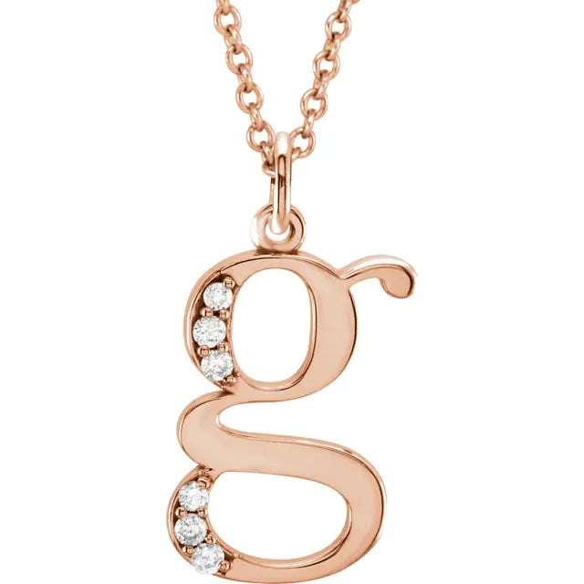 14K Solid Gold & Diamond Initial Pendant - View 20