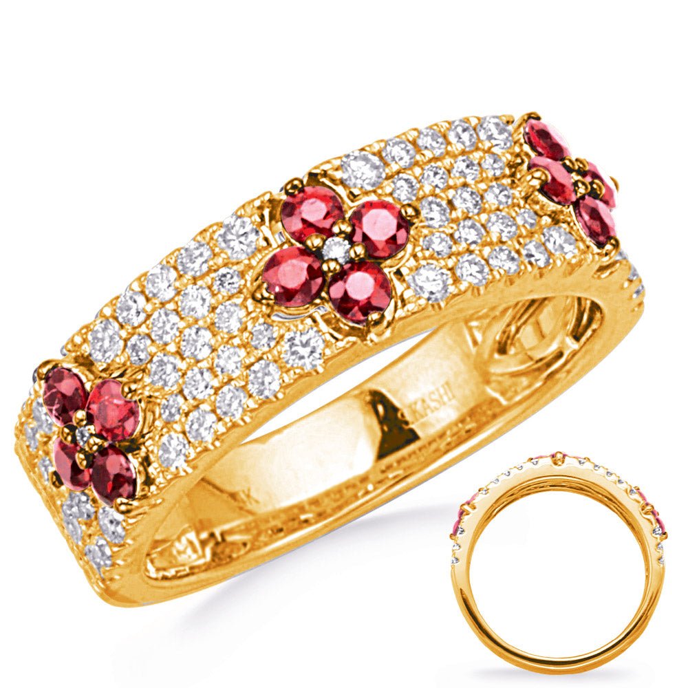 1.13 ctw. YELLOW GOLD RUBY & DIAMOND RING