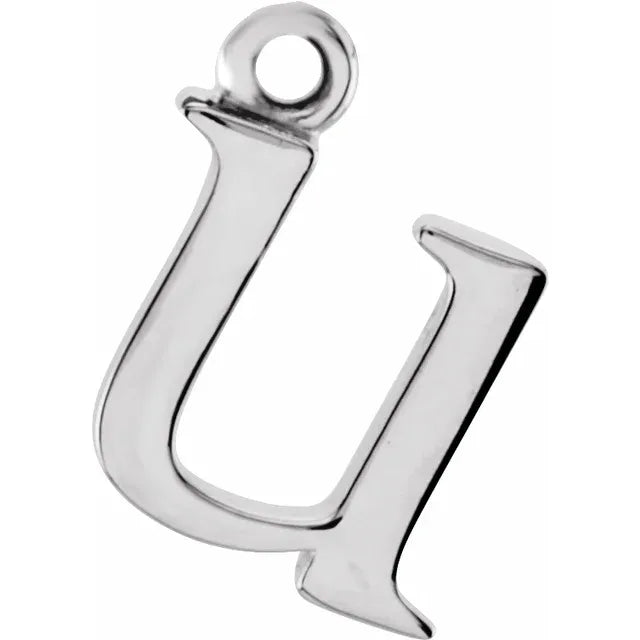 Sterling Silver Uppercase Initial Charm Pendant (A–Z) - View 19