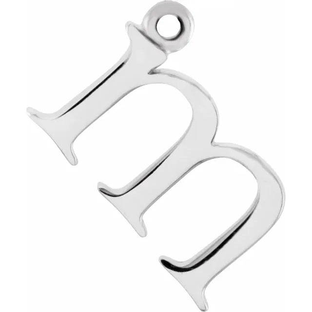 Sterling Silver Uppercase Initial Charm Pendant (A–Z) - View 12