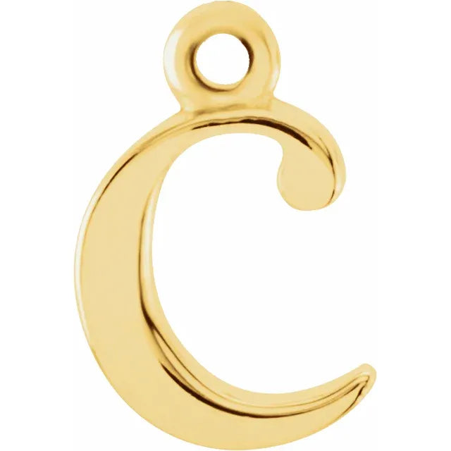 10K Gold Uppercase Initial Charm Pendant (A–Z) - View 5