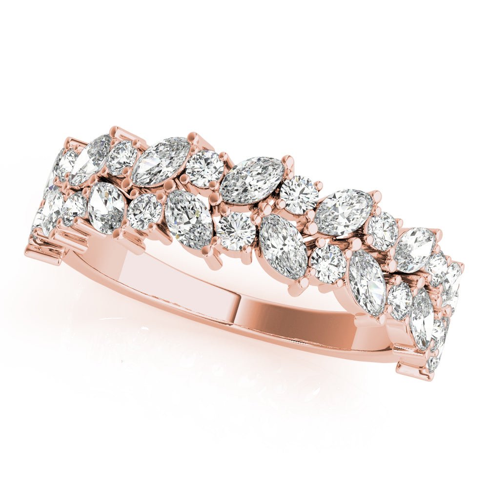 1.13CT Alternating Marquise & Round 2-Row Band - Fashion Ring - Design Jewellers Edmonton