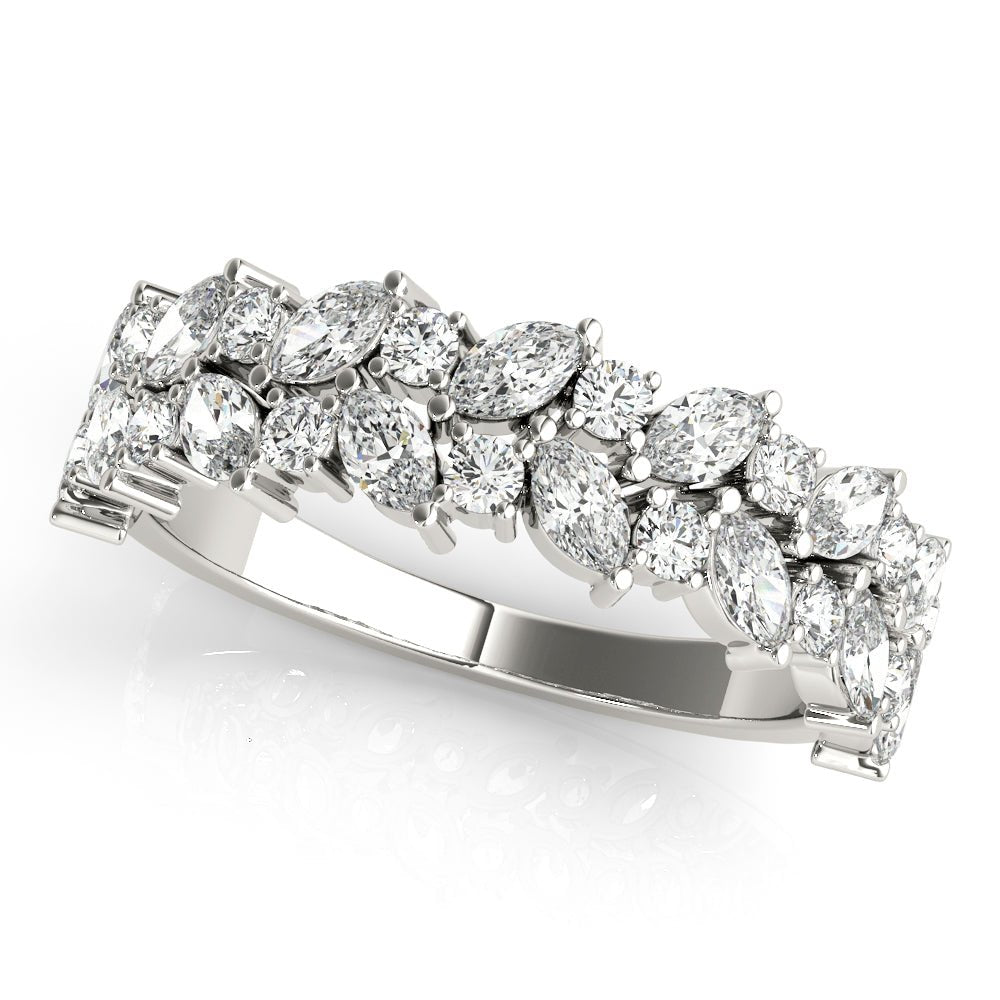 1.13CT Alternating Marquise & Round 2-Row Band