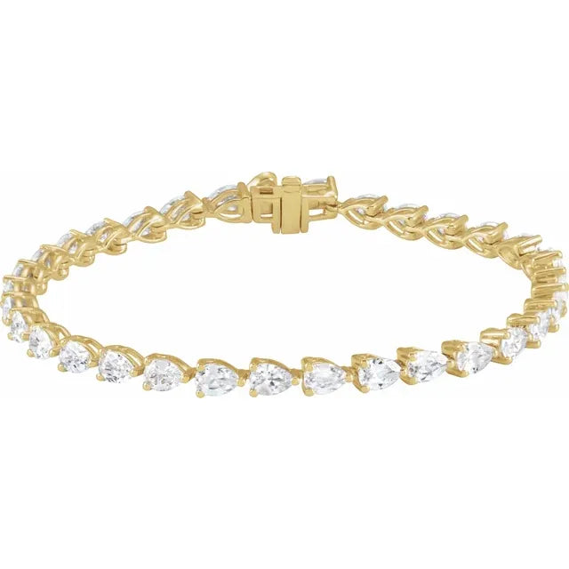 14K Gold Pear Cut Diamond Tennis Bracelet - View 1